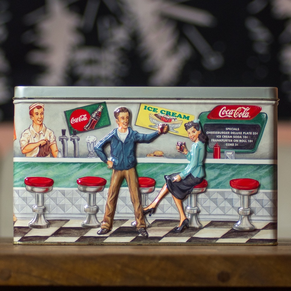 Vintage Coca-Cola Tin Box - Soda Fountain (1997)